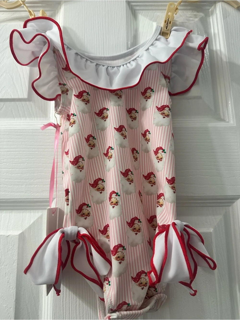 Cecil and Lou One-Piece Swimsuit with Vintage Santa/Christmas Design